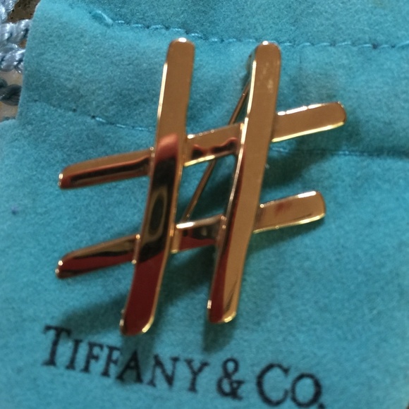 Tiffany 18k Gold Paloma Picasso Hashtag Pound Pin - Picture 4 of 5